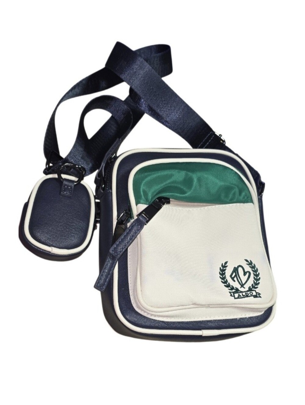 Aldo Navy, White & Green Crossbody Belt Bag